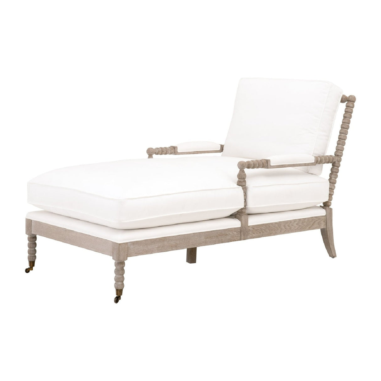 Gray Oak Chaise Lounge | Living Essentials Rouleau – angled view