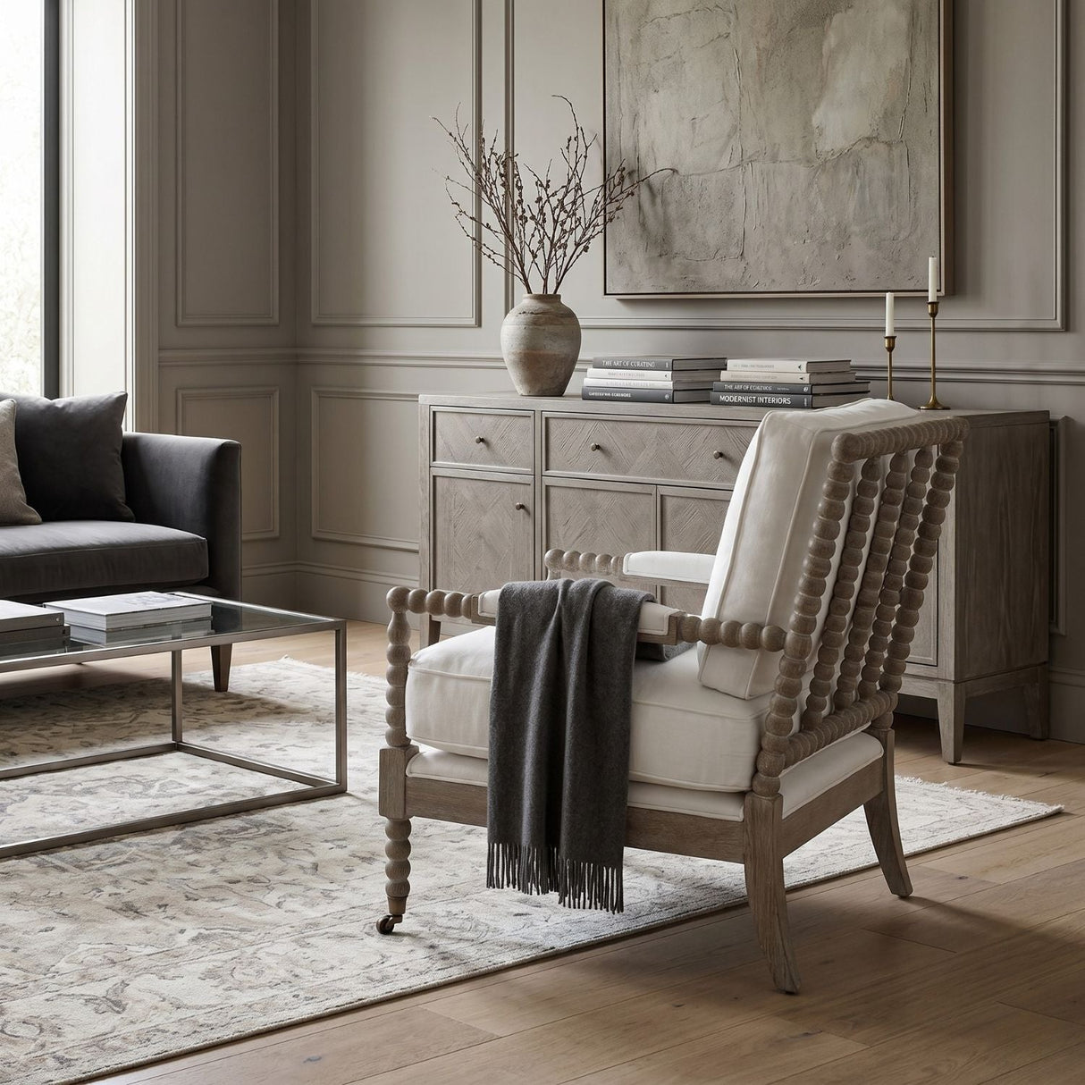 Modern European furniture - Cushioned Gray Oak Club Chair - www.oroa.com