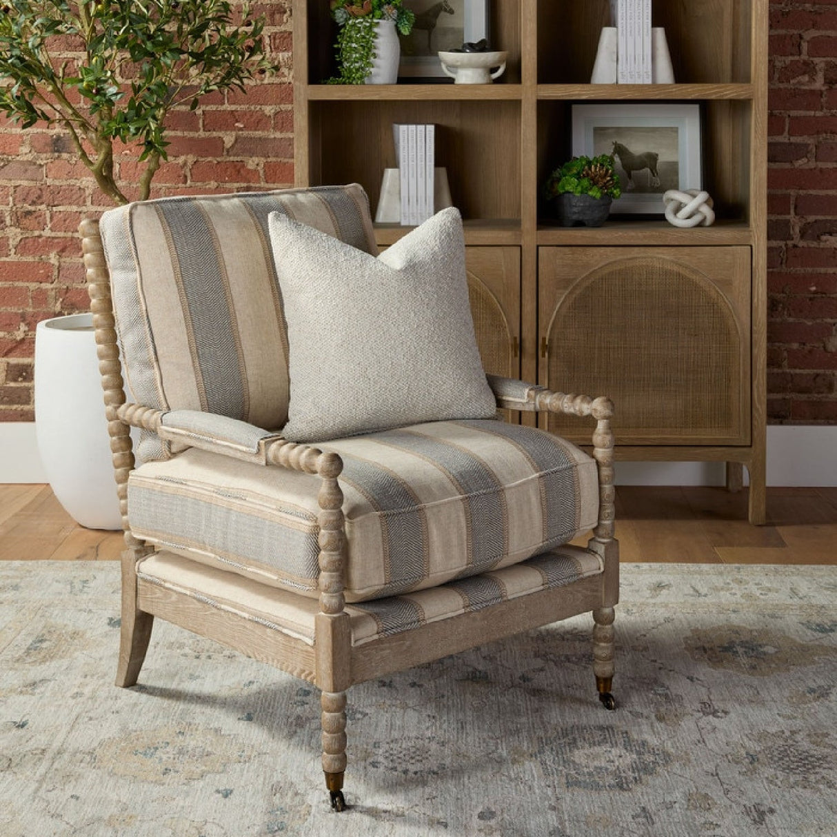 Modern European furniture - Gray Stripes Accent Chair - www.oroa.com