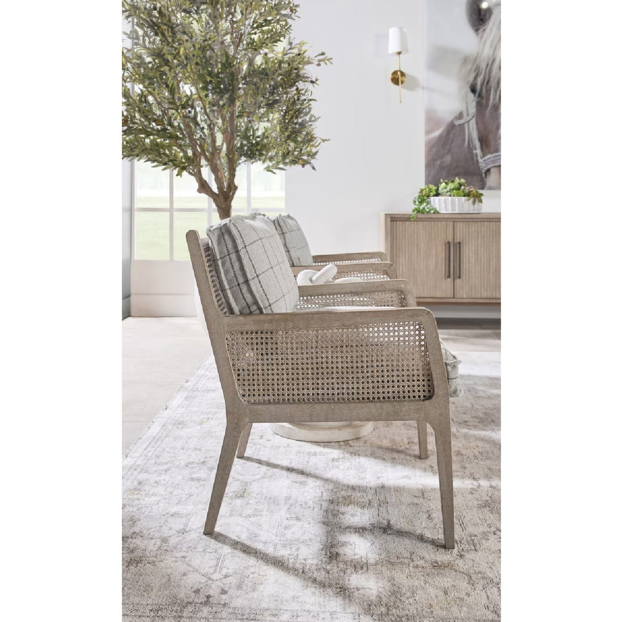 Oak Canework Lounge Chair | Living Essentials Leone – alternate view 26