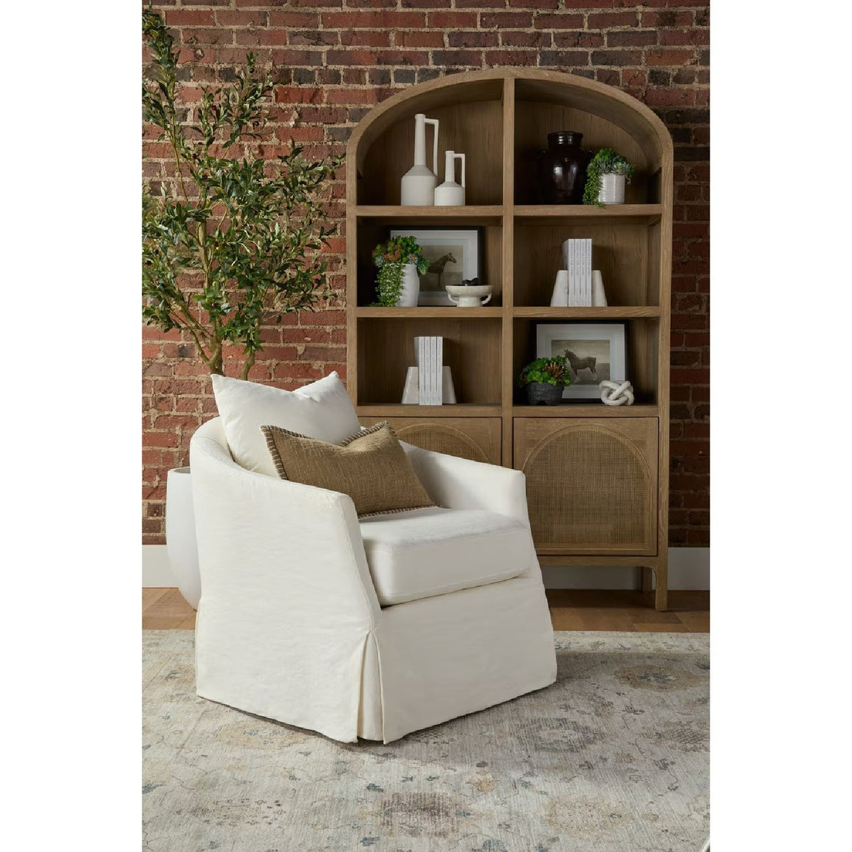 Skirted Swivel Club Chair | Living Essentials Faye – alternate view 20
