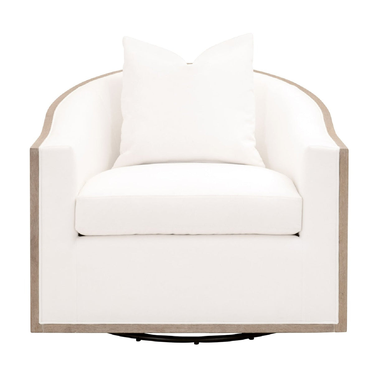 Cushioned Oak Swivel Club Chair | Living Essentials Paxton – front view