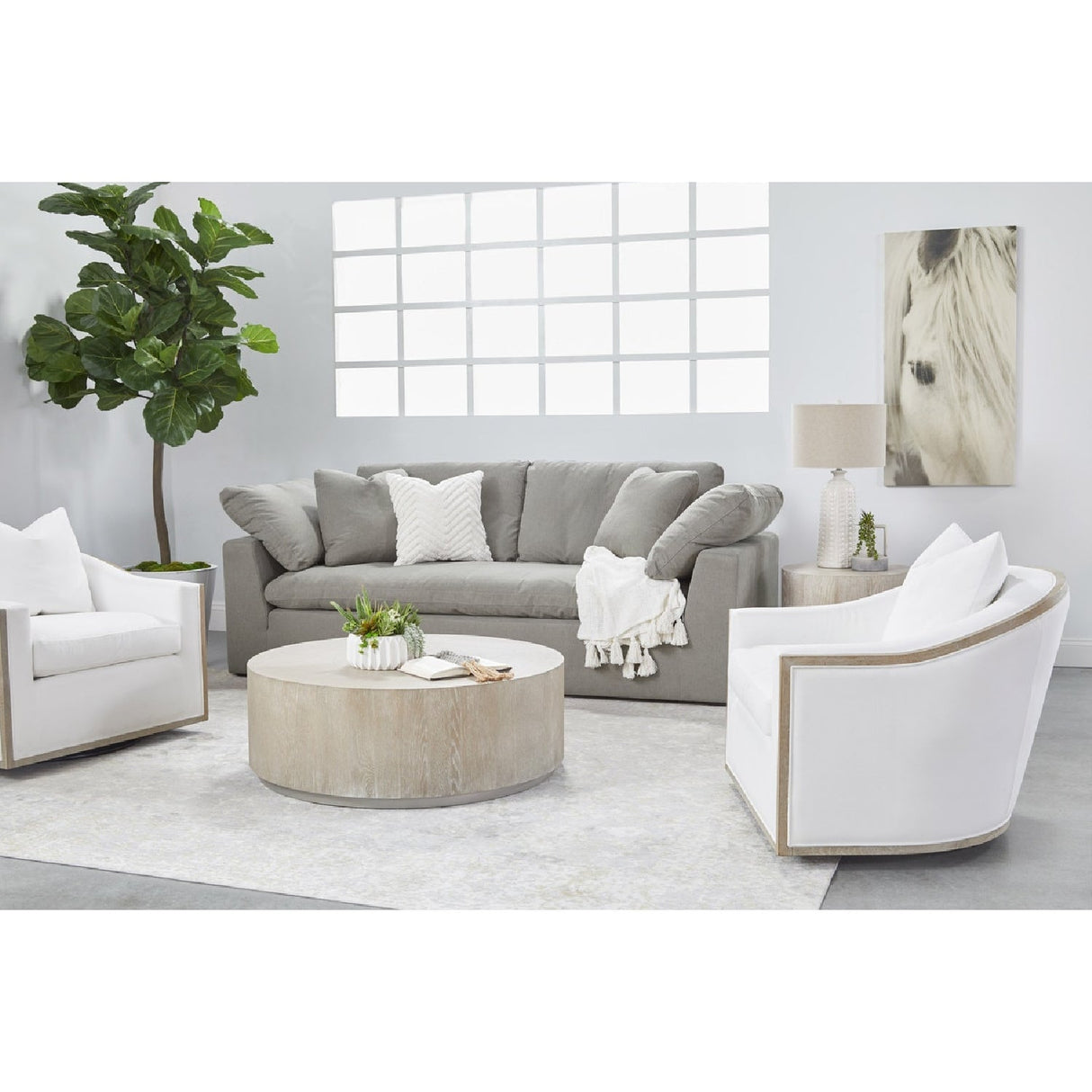 Cushioned Oak Swivel Club Chair | Living Essentials Paxton – alternate view 20