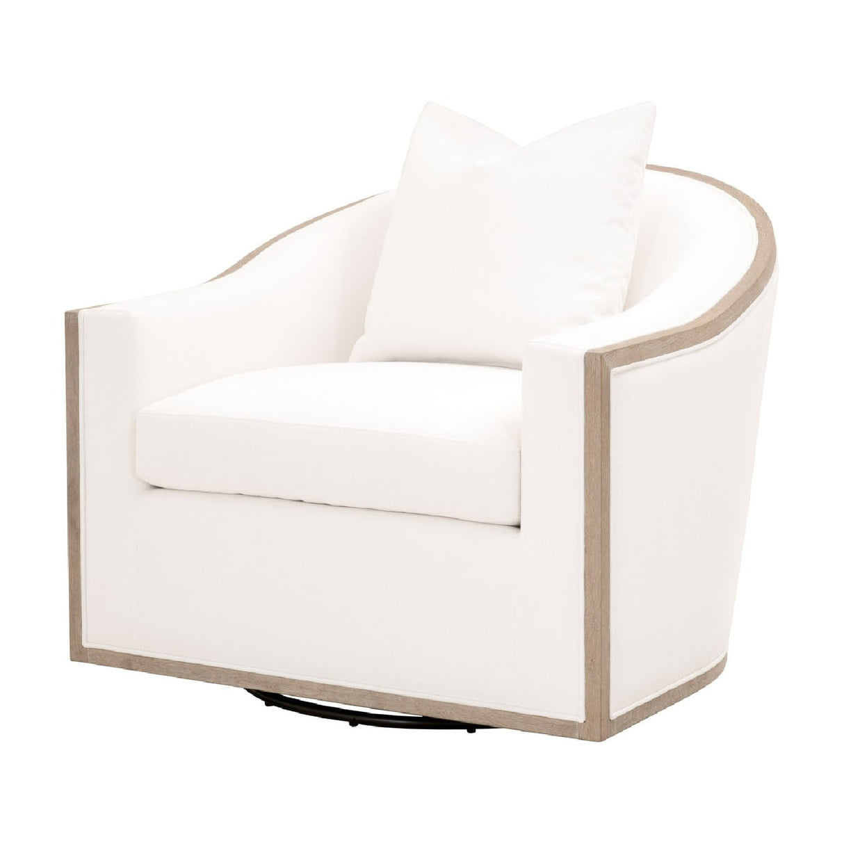 Cushioned Oak Swivel Club Chair | Living Essentials Paxton – side view