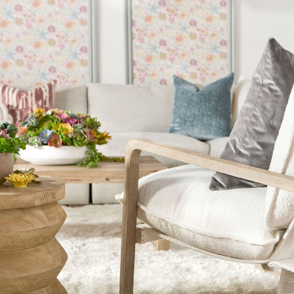 Modern European furniture - White Boucle Cushioned Club Chair - www.oroa.com