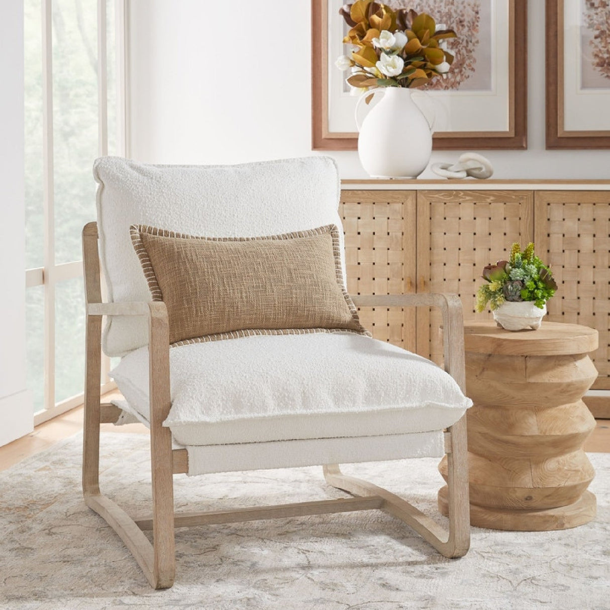 Modern European furniture - White Boucle Cushioned Club Chair - www.oroa.com