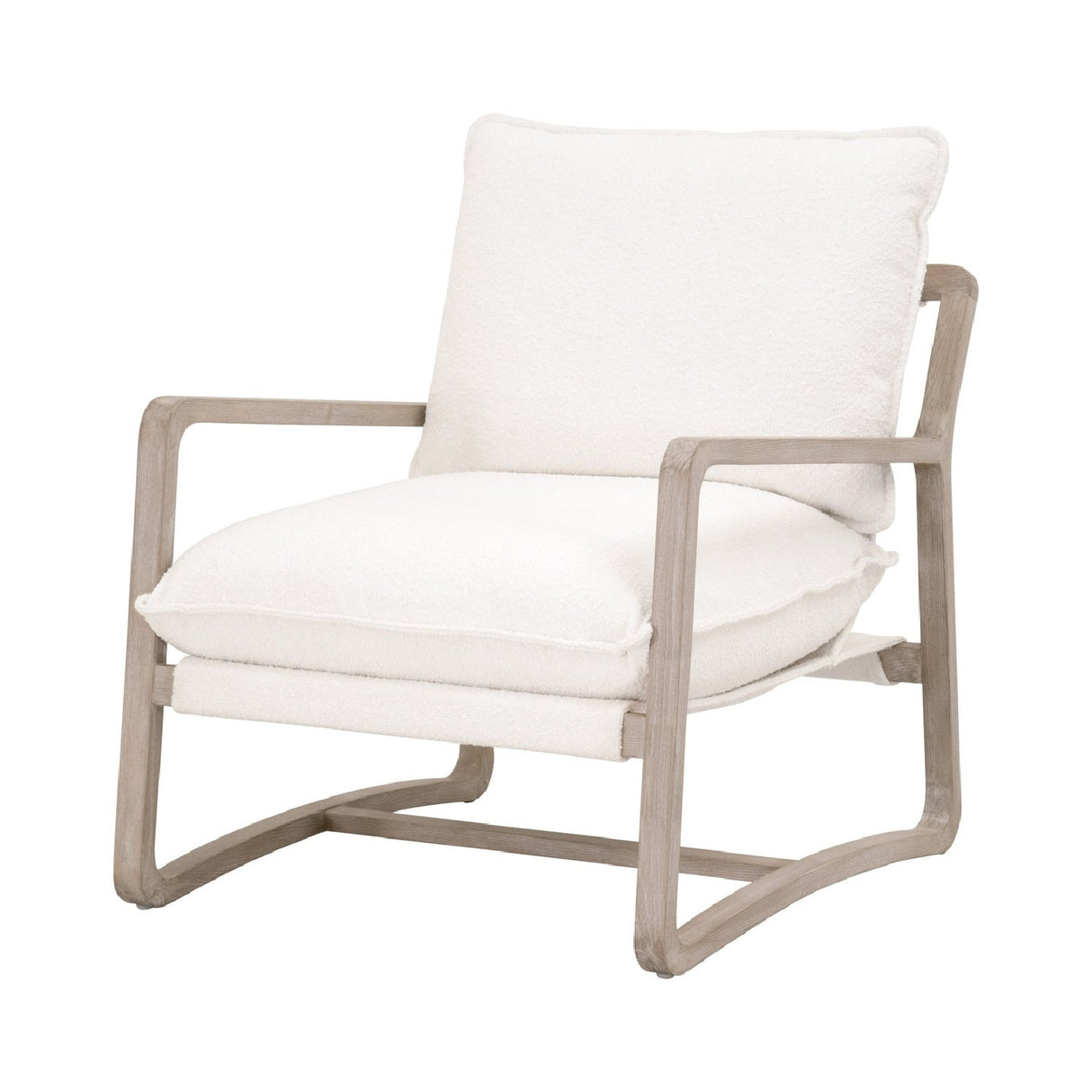 Modern European furniture - White Boucle Cushioned Club Chair - www.oroa.com