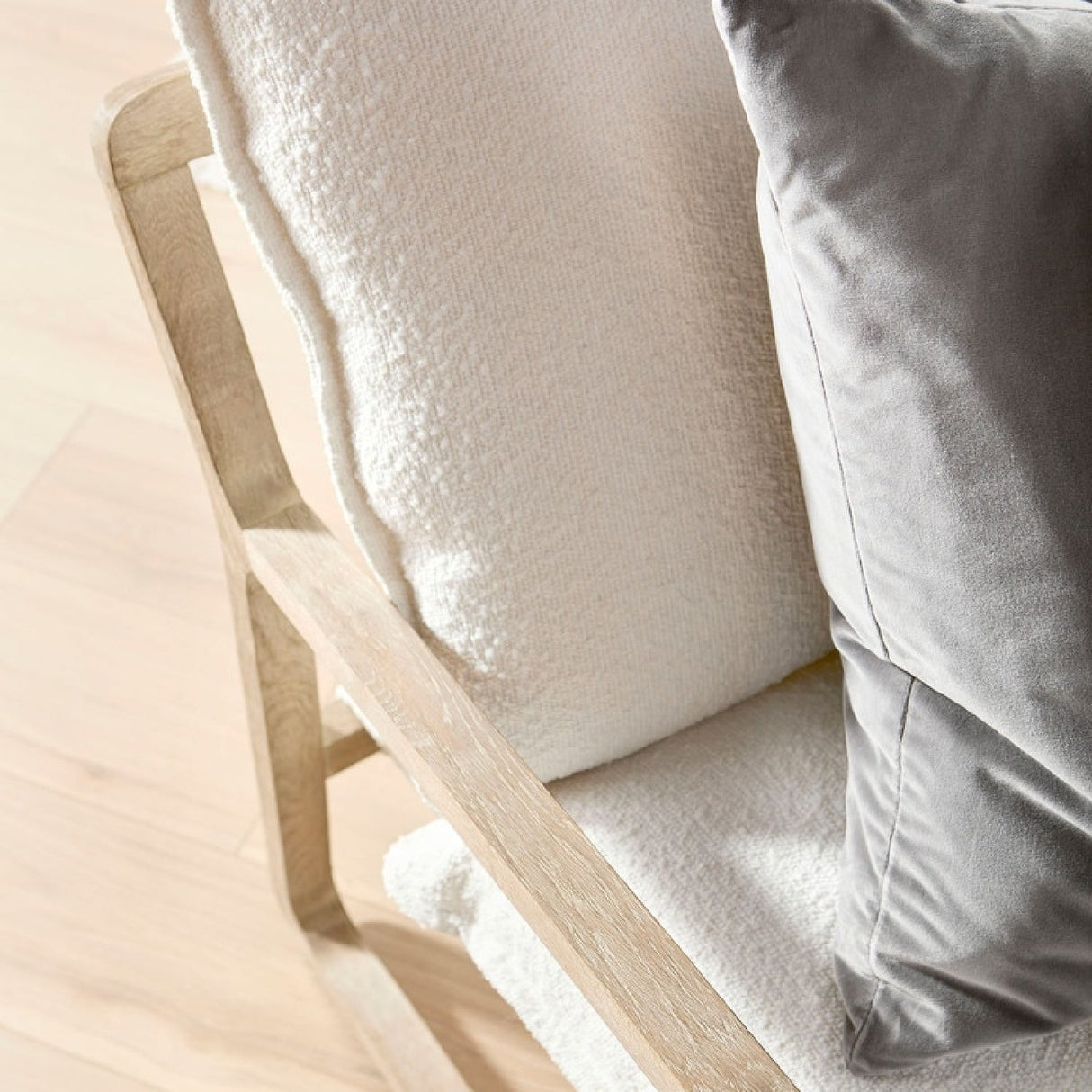 Modern European furniture - White Boucle Cushioned Club Chair - www.oroa.com