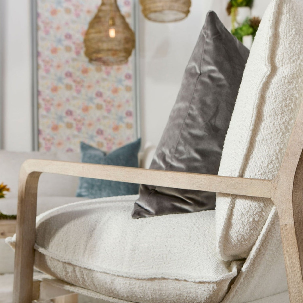 Modern European furniture - White Boucle Cushioned Club Chair - www.oroa.com