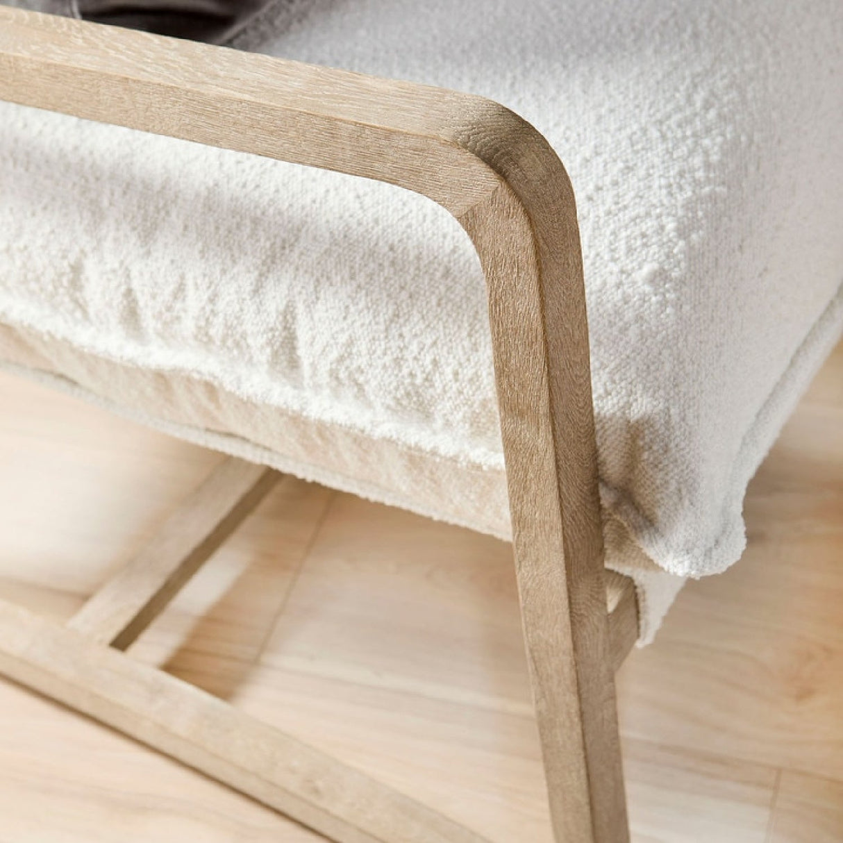 Modern European furniture - White Boucle Cushioned Club Chair - www.oroa.com