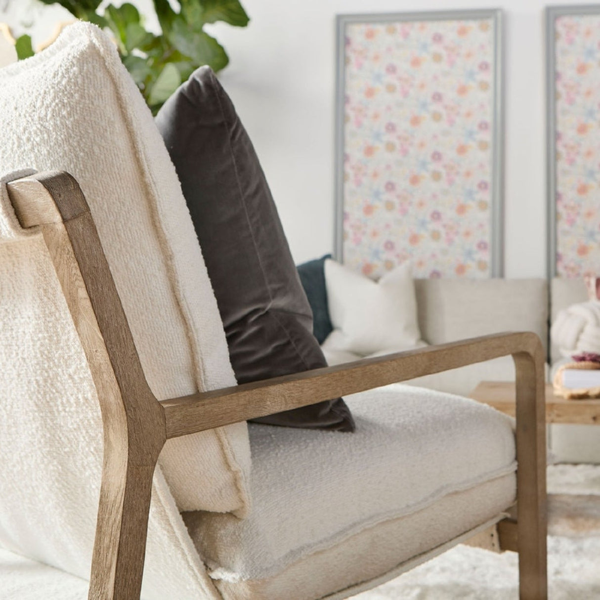 Modern European furniture - White Boucle Cushioned Club Chair - www.oroa.com