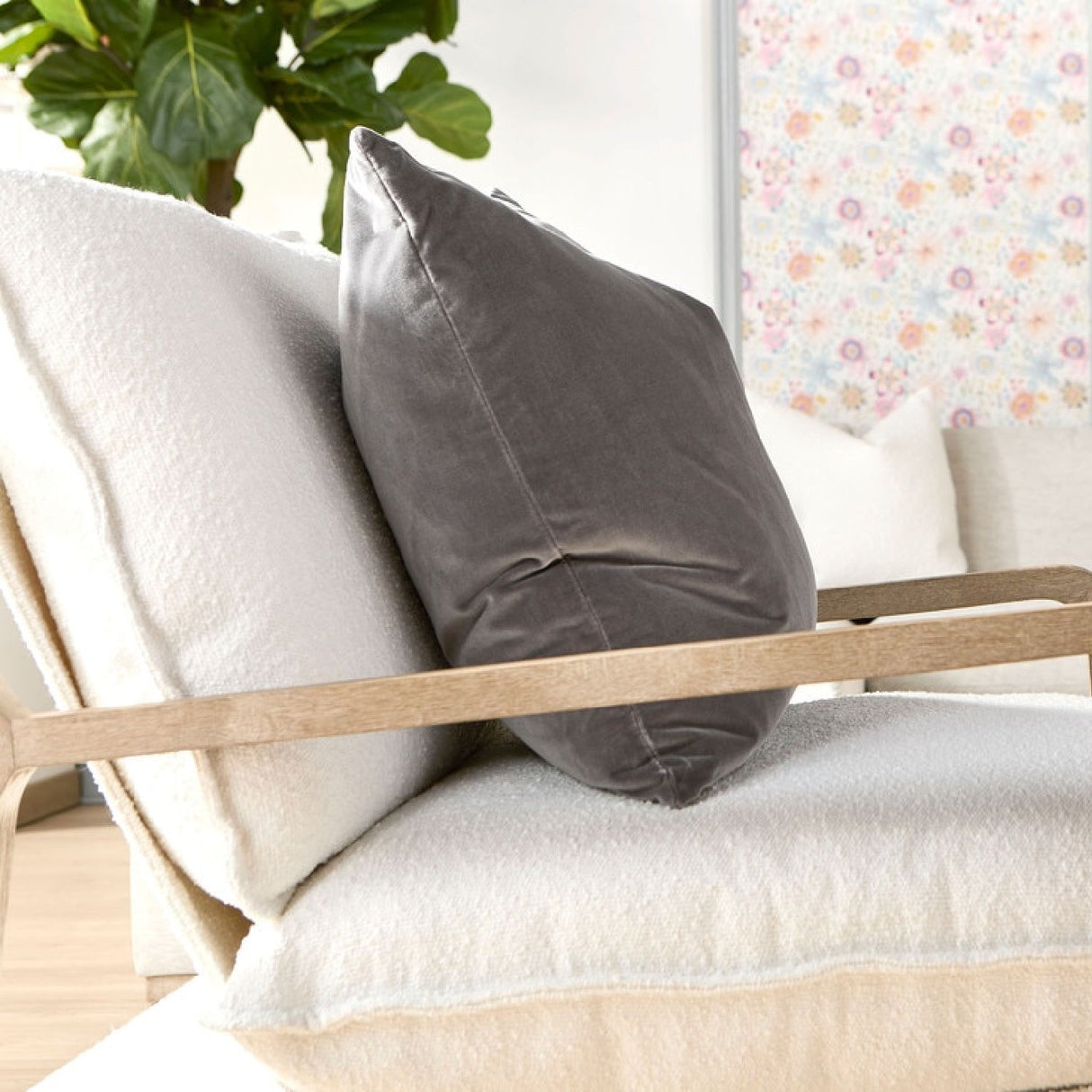 Modern European furniture - White Boucle Cushioned Club Chair - www.oroa.com