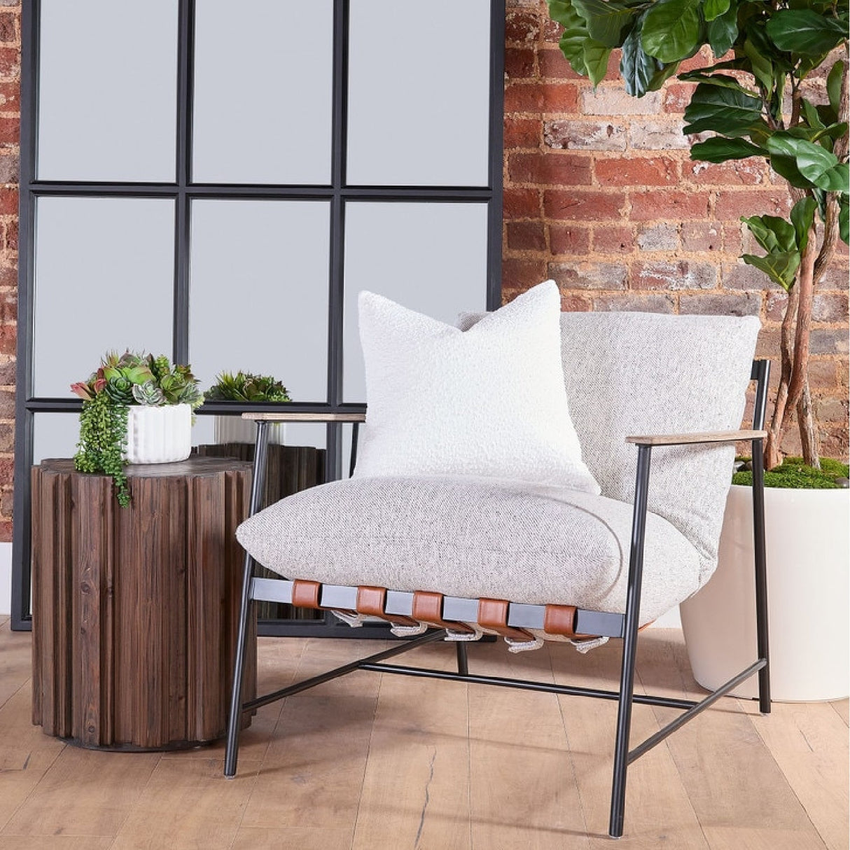 Modern European furniture - Brown Leather Strap Lounge Chair - www.oroa.com