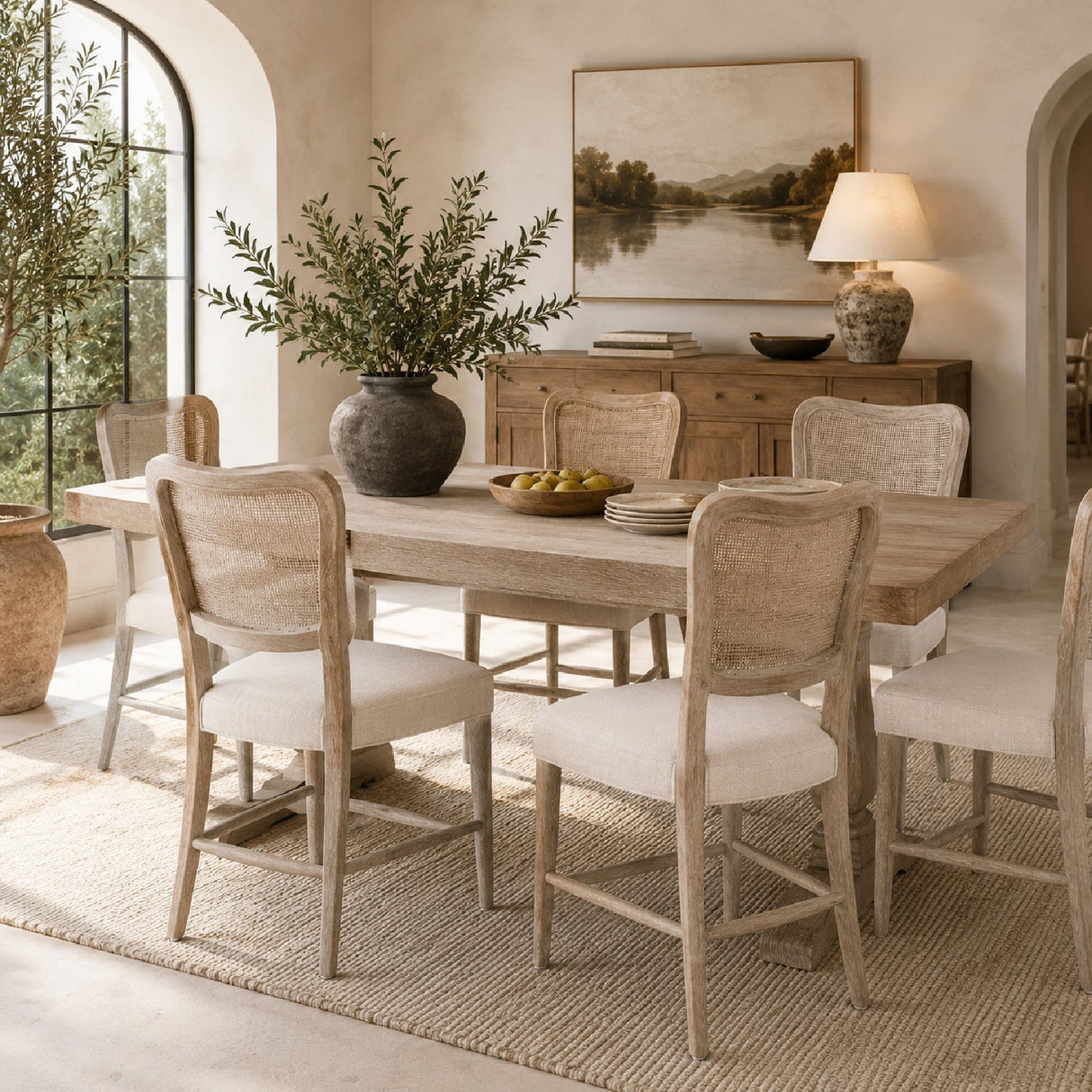 Cane-Back Dining Chair Set (2) | Living Essentials Cela – angled view