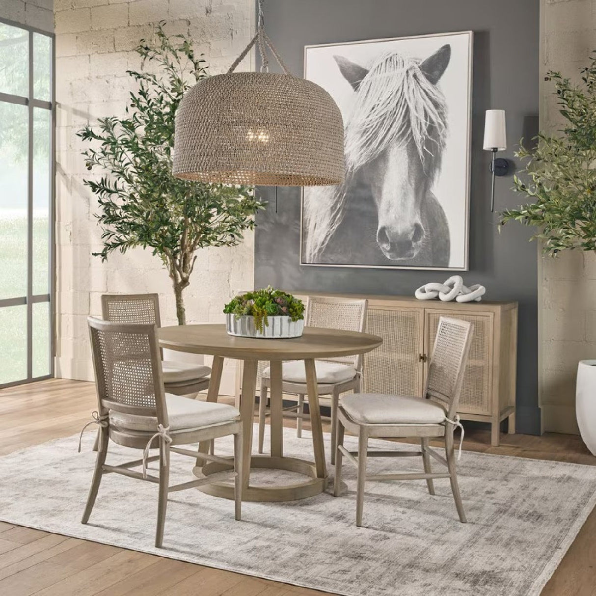 Modern European furniture - Oak Canework-Back Dining Chairs (2) - www.oroa.com