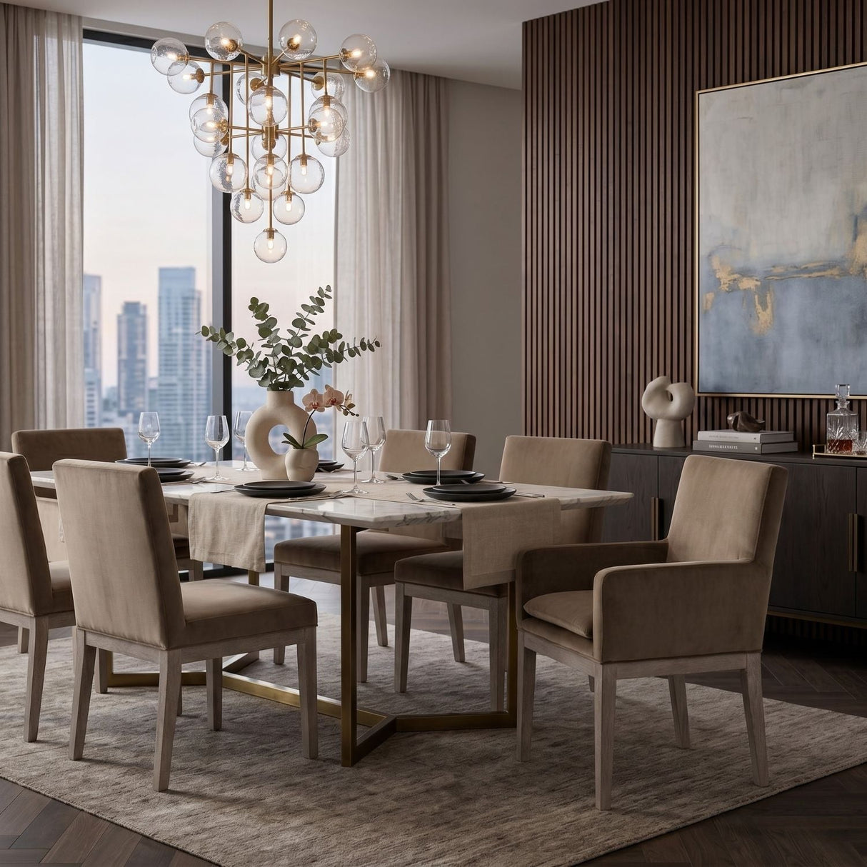 Modern European furniture - Brown Velvet Dining Armchair - www.oroa.com