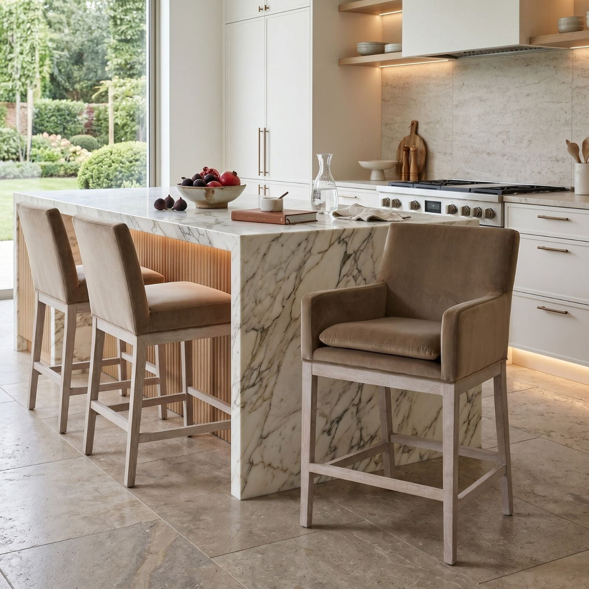 Modern European furniture - Brown Velvet Counter Stool - www.oroa.com