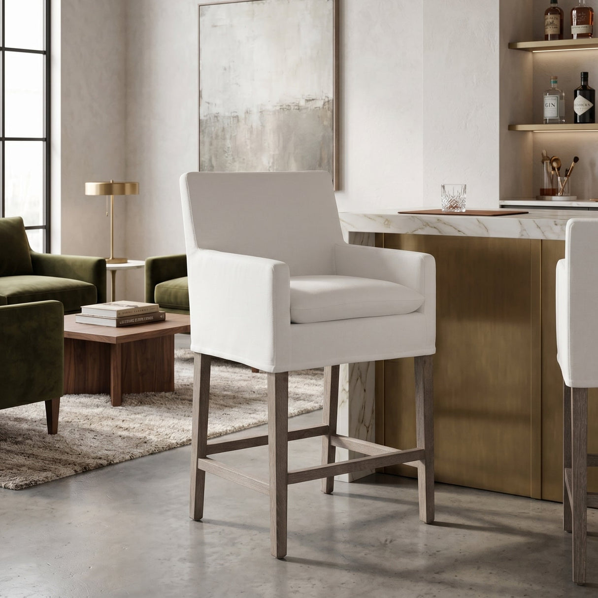 Modern European furniture - White Slipcover Counter Stool - www.oroa.com