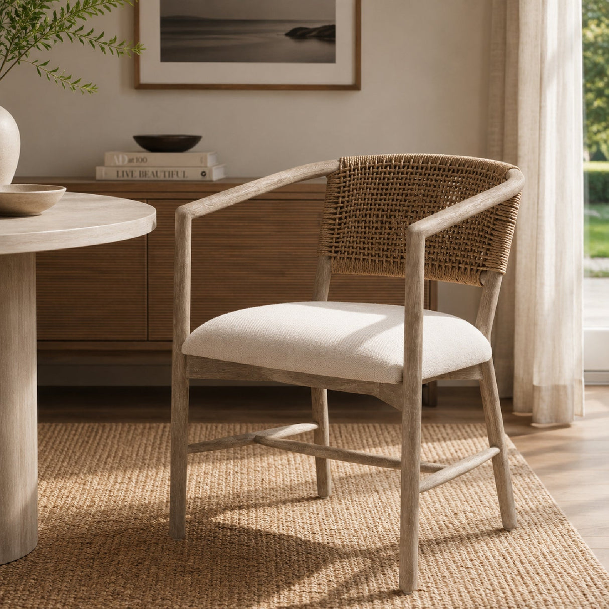Modern European furniture - Jute Twine Back Accent Chair - www.oroa.com
