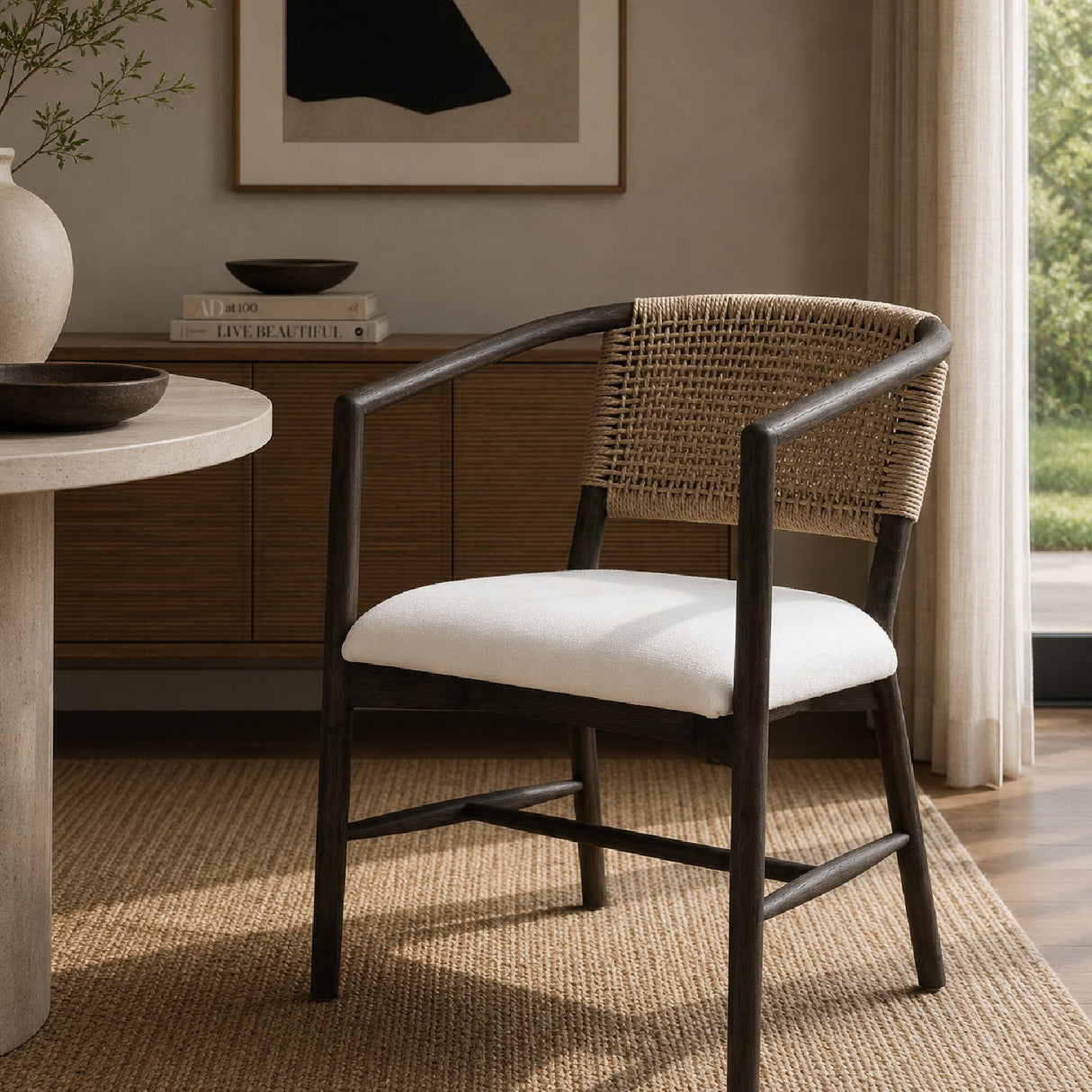 Modern European furniture - Jute Twine Back Accent Chair - www.oroa.com