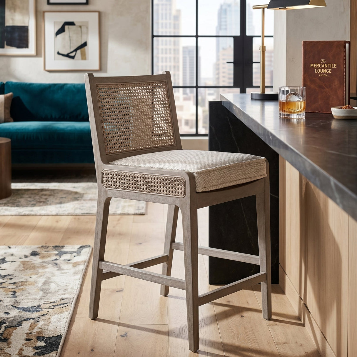 Modern European furniture - Gray Oak Counter Stool - www.oroa.com
