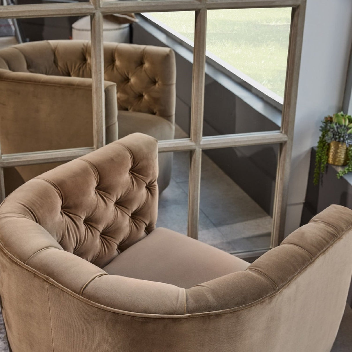 Modern European furniture - Gray Oak Arched Mirror - www.oroa.com