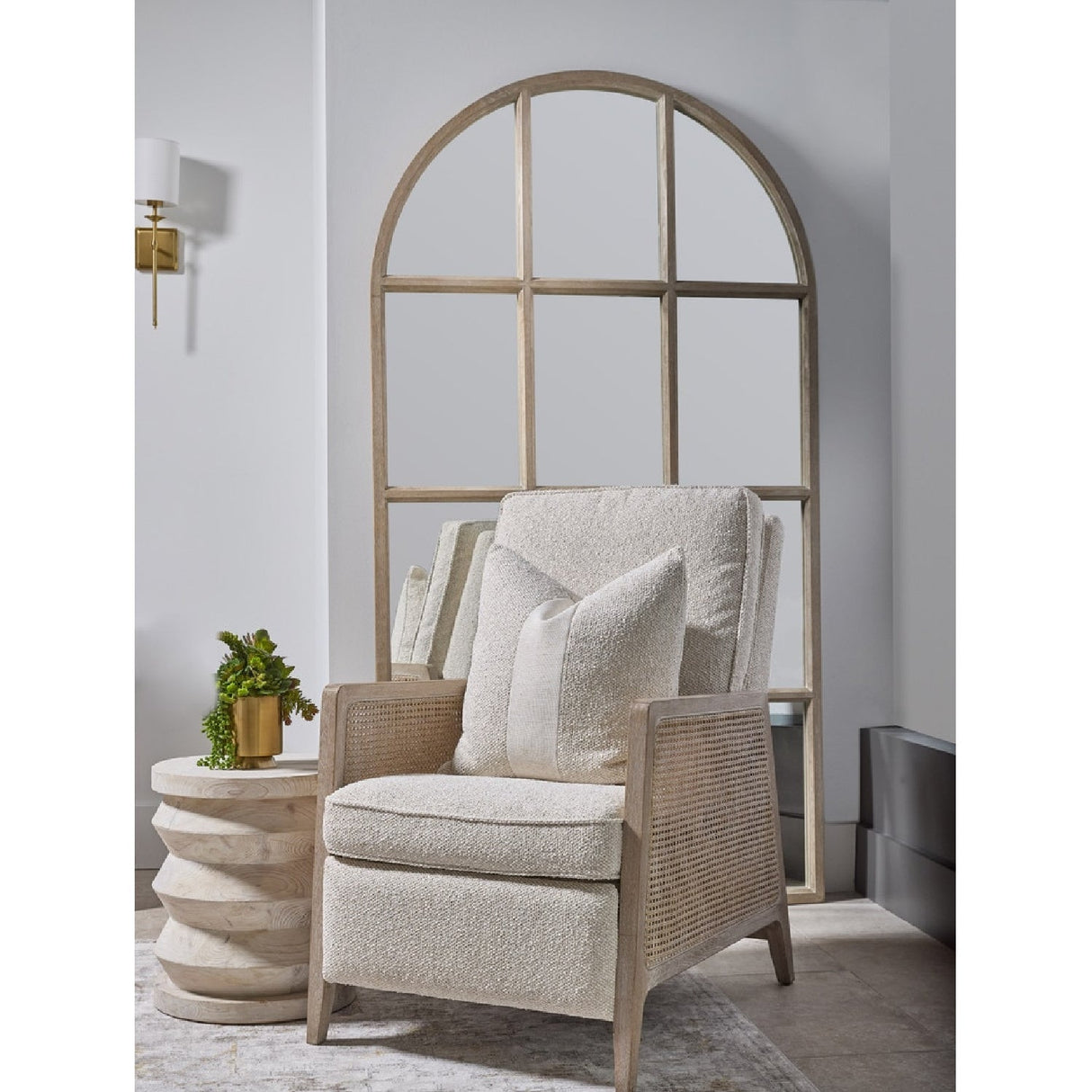 Modern European furniture - Gray Oak Arched Mirror - www.oroa.com
