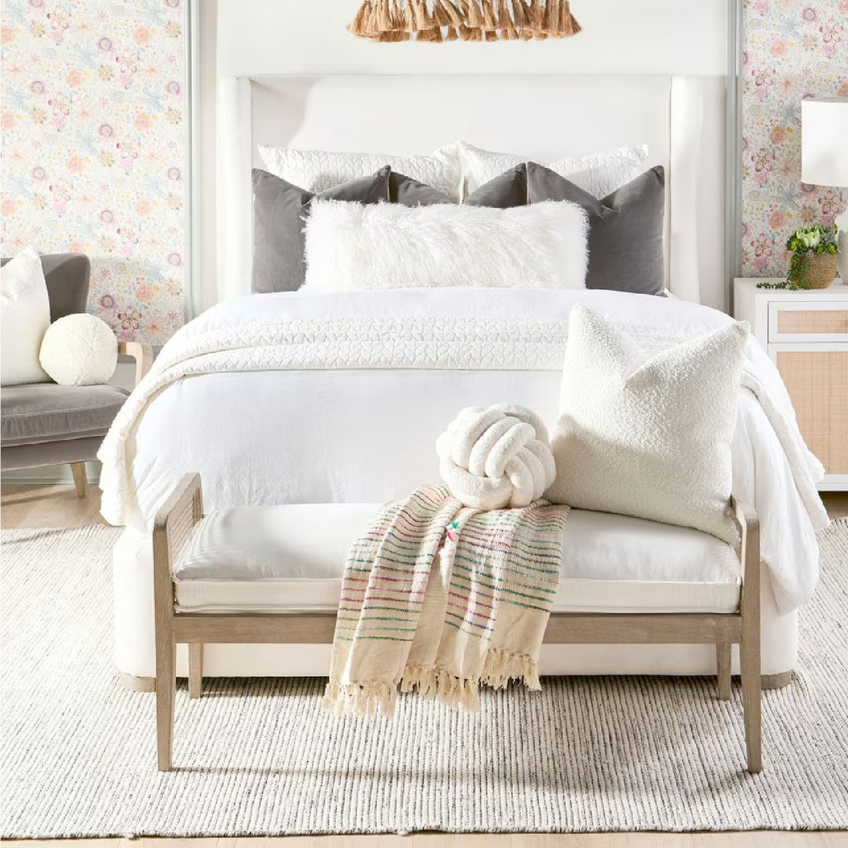 Cushioned Gray Oak Bench | Living Essentials Leone – alternate view 13