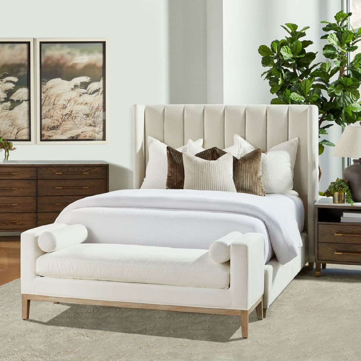 Modern European furniture - White Upholstered Bench - www.oroa.com