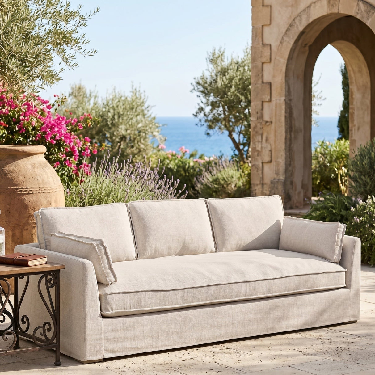 Modern European furniture - Taper-Armed Outdoor Sofa - www.oroa.com