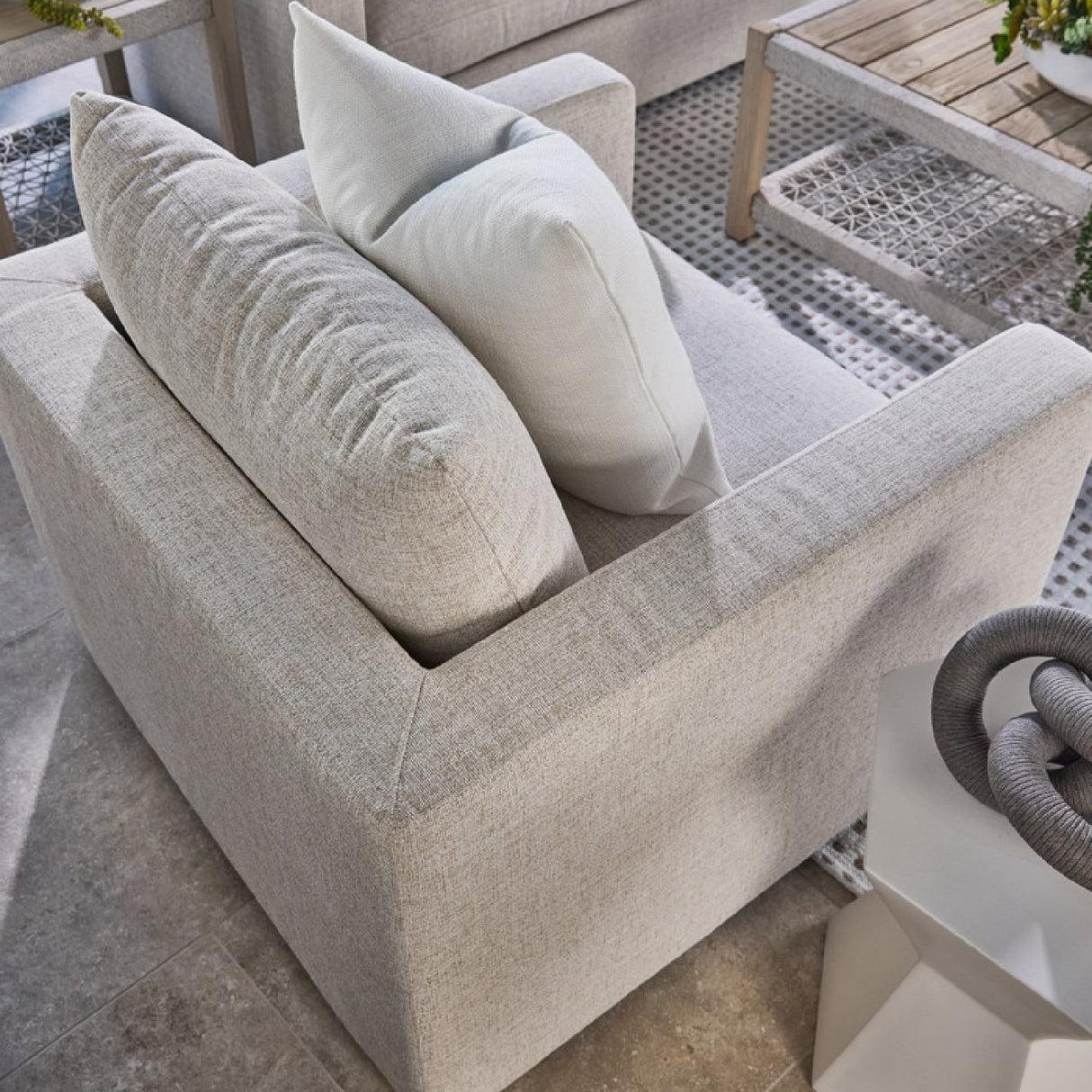 Modern European furniture - Beige Track-Armed Outdoor Sofa - www.oroa.com