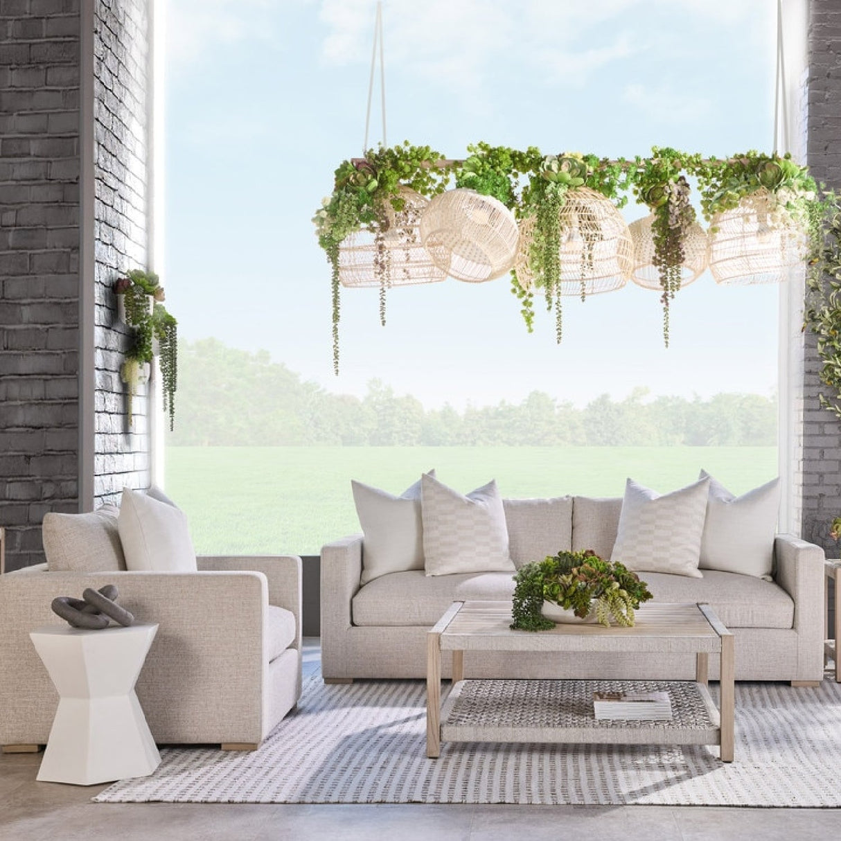 Modern European furniture - Beige Track-Armed Outdoor Sofa - www.oroa.com