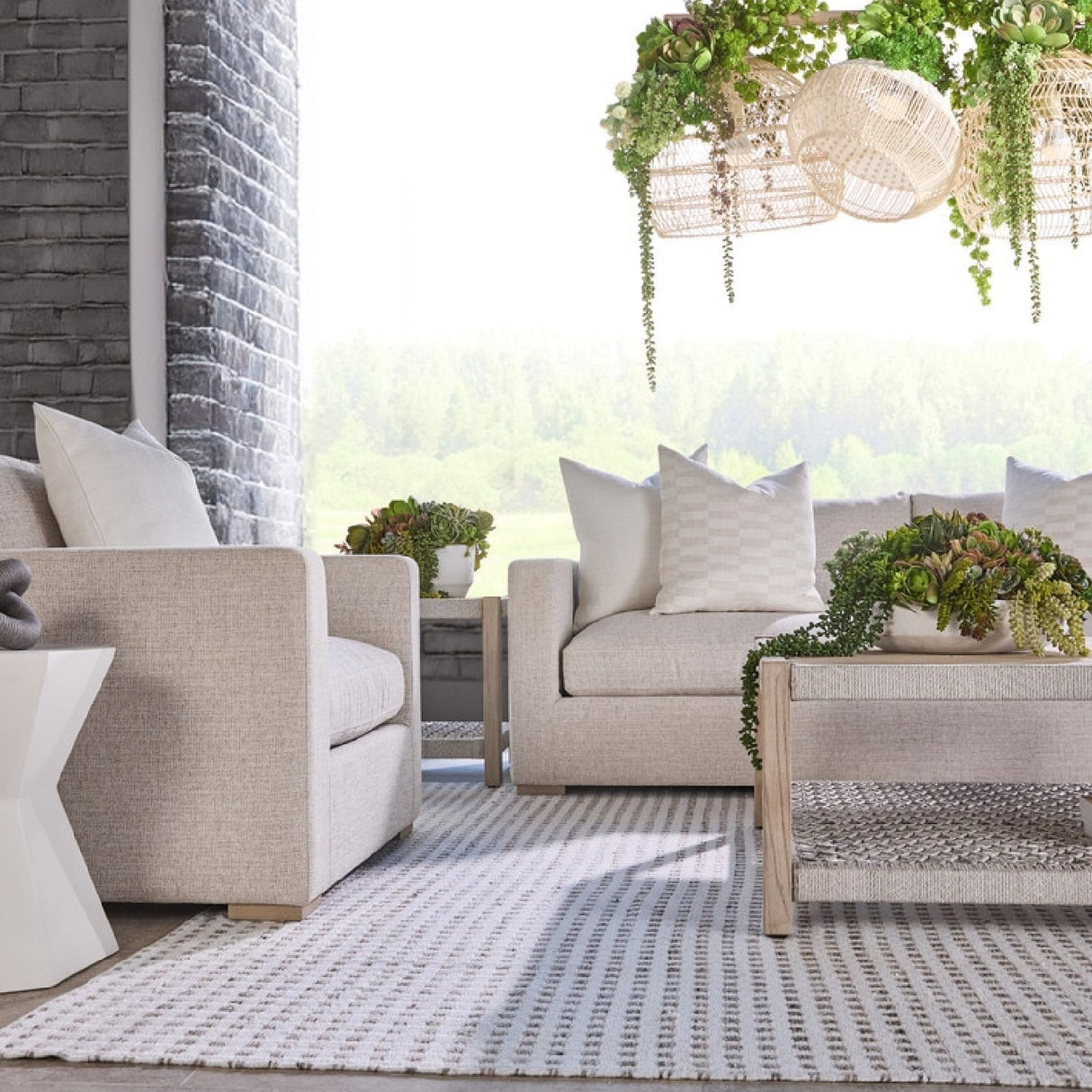 Modern European furniture - Beige Track-Armed Outdoor Sofa - www.oroa.com