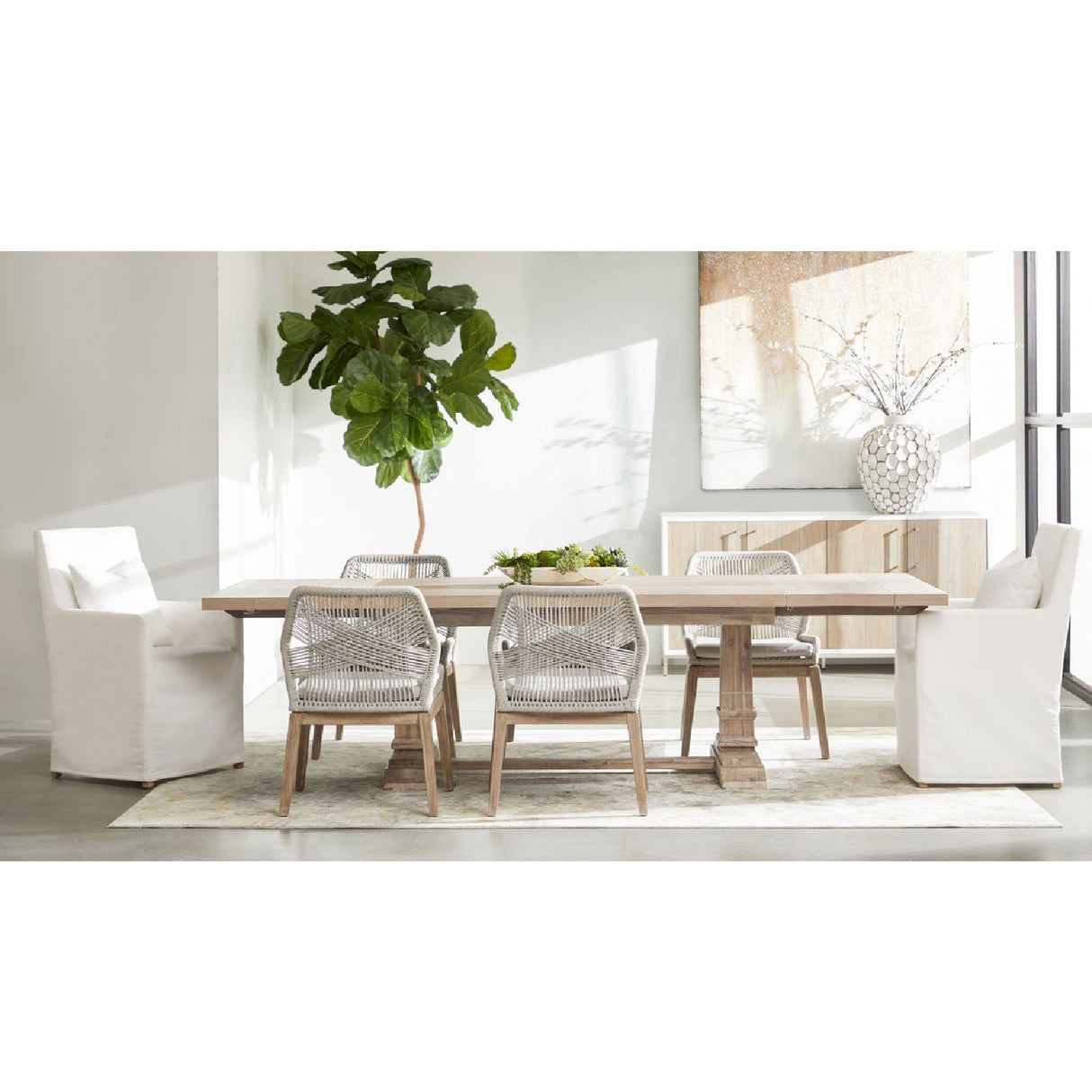 Modern European furniture - Woven Flat Rope Dining Chairs (2) - www.oroa.com