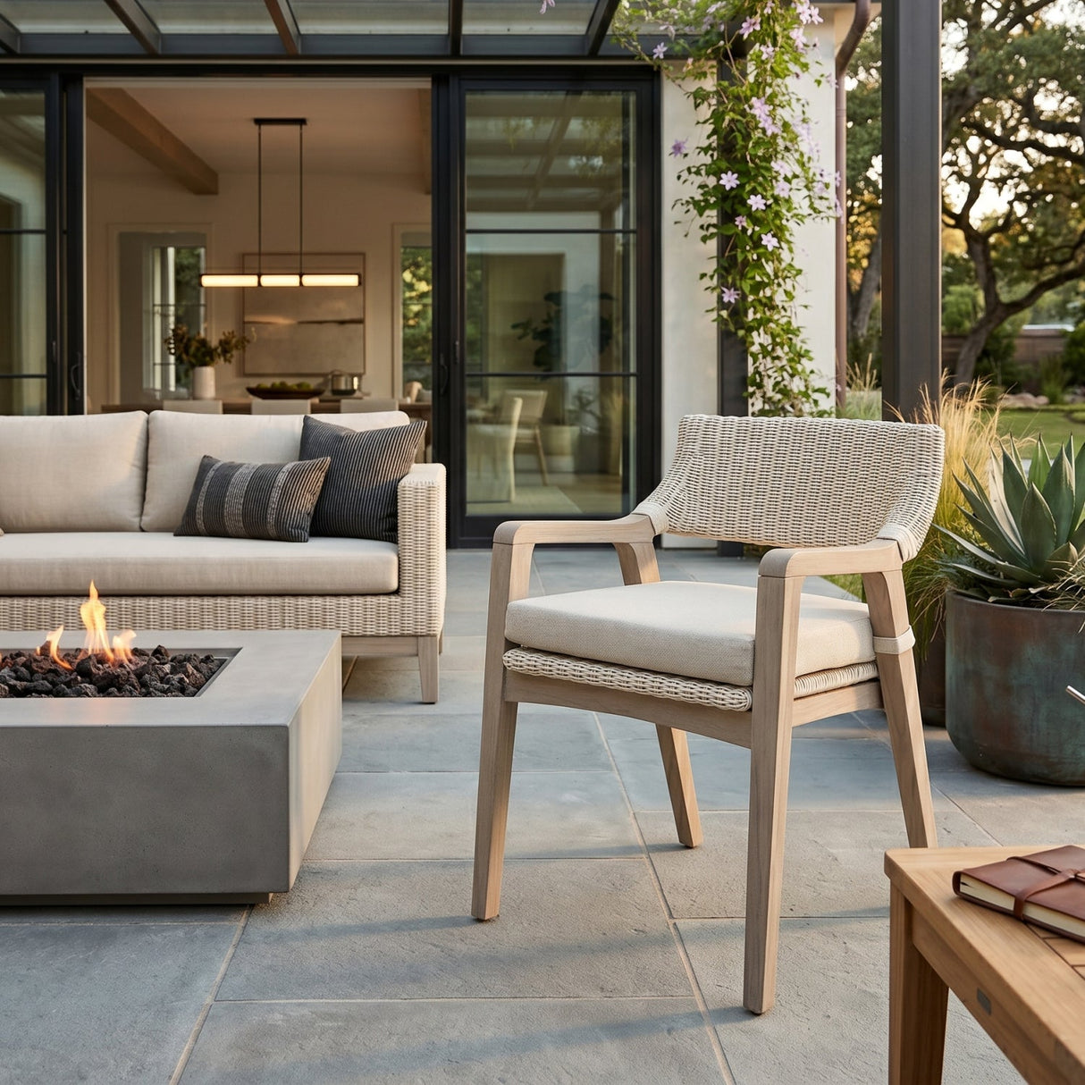 Modern European furniture - White Rattan Outdoor Dining Armchair - www.oroa.com