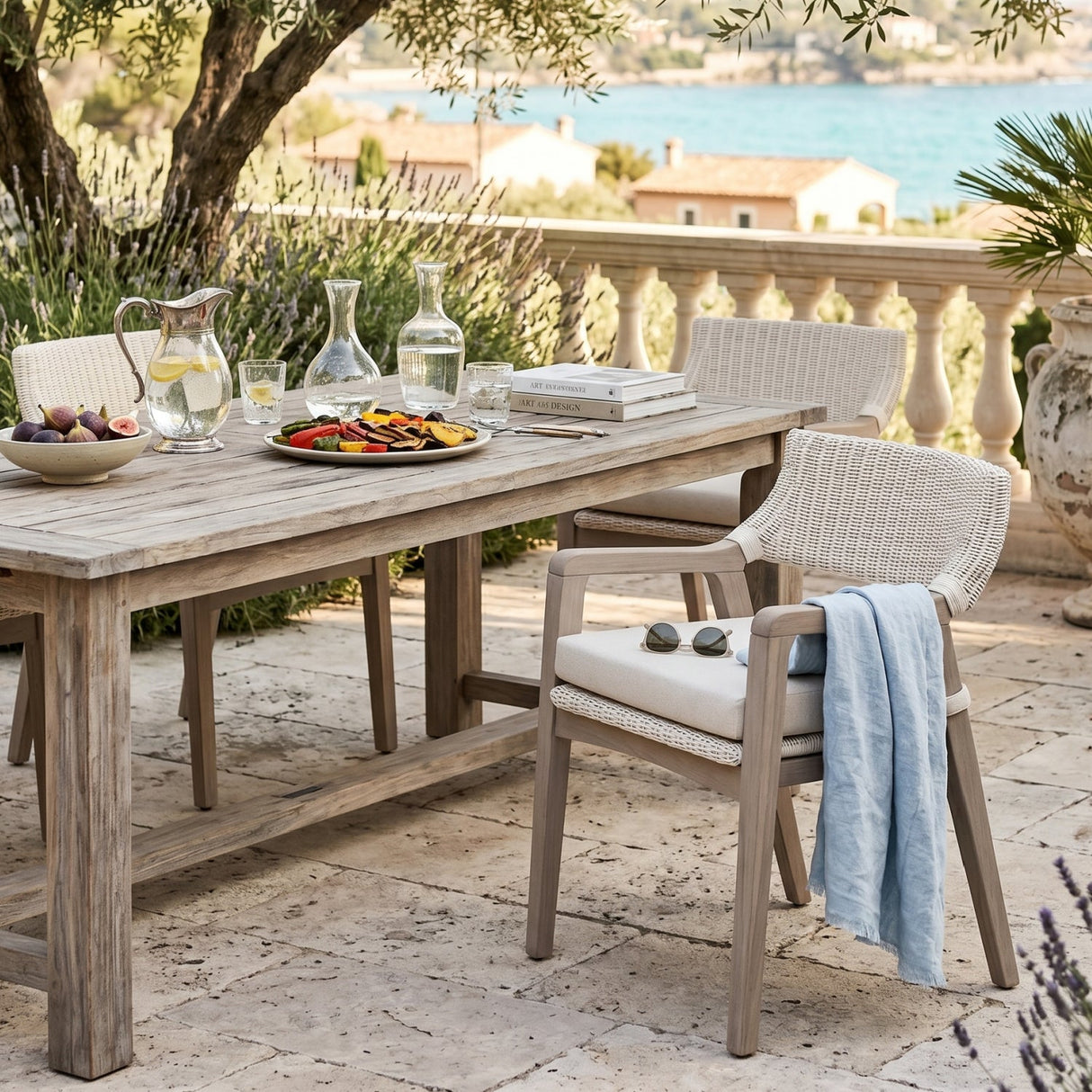 Modern European furniture - White Rattan Outdoor Dining Armchair - www.oroa.com