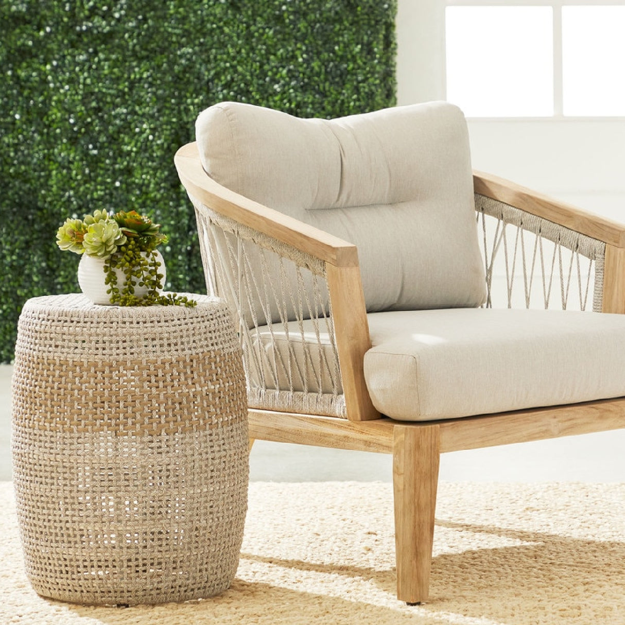 Modern European furniture - Taupe & White Rope Accent Table - www.oroa.com