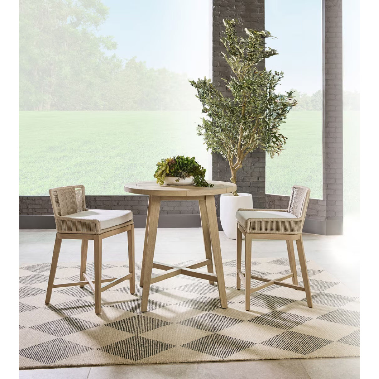 Modern European furniture - Outdoor Teak Round Counter Table - www.oroa.com