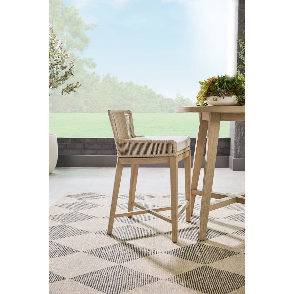 Modern European furniture - Outdoor Teak Round Counter Table - www.oroa.com