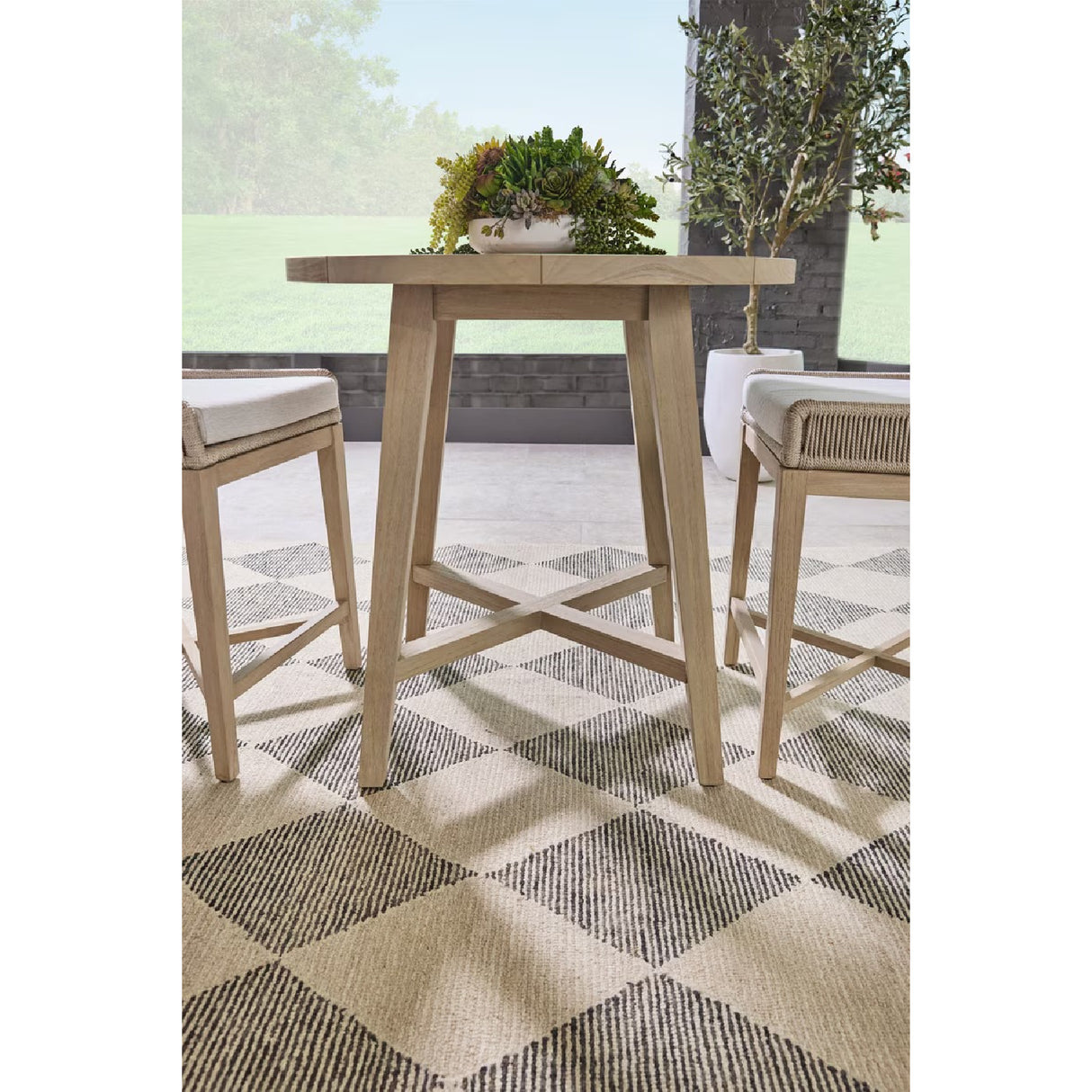 Modern European furniture - Outdoor Teak Round Counter Table - www.oroa.com