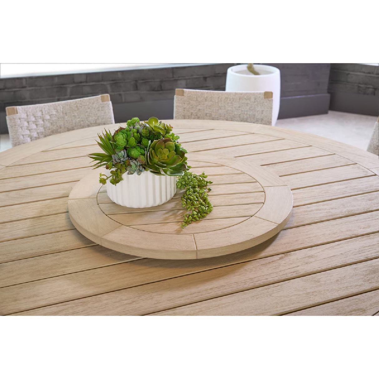 Round Teak Outdoor Dining Table | Living Essentials Boca – alternate view 17