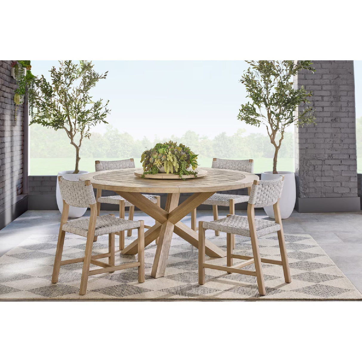 Round Teak Outdoor Dining Table | Living Essentials Boca – alternate view 18