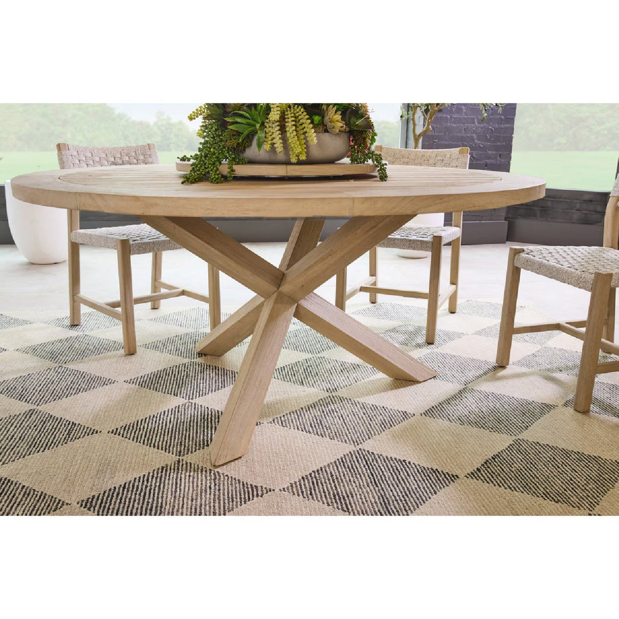 Round Teak Outdoor Dining Table | Living Essentials Boca – alternate view 20