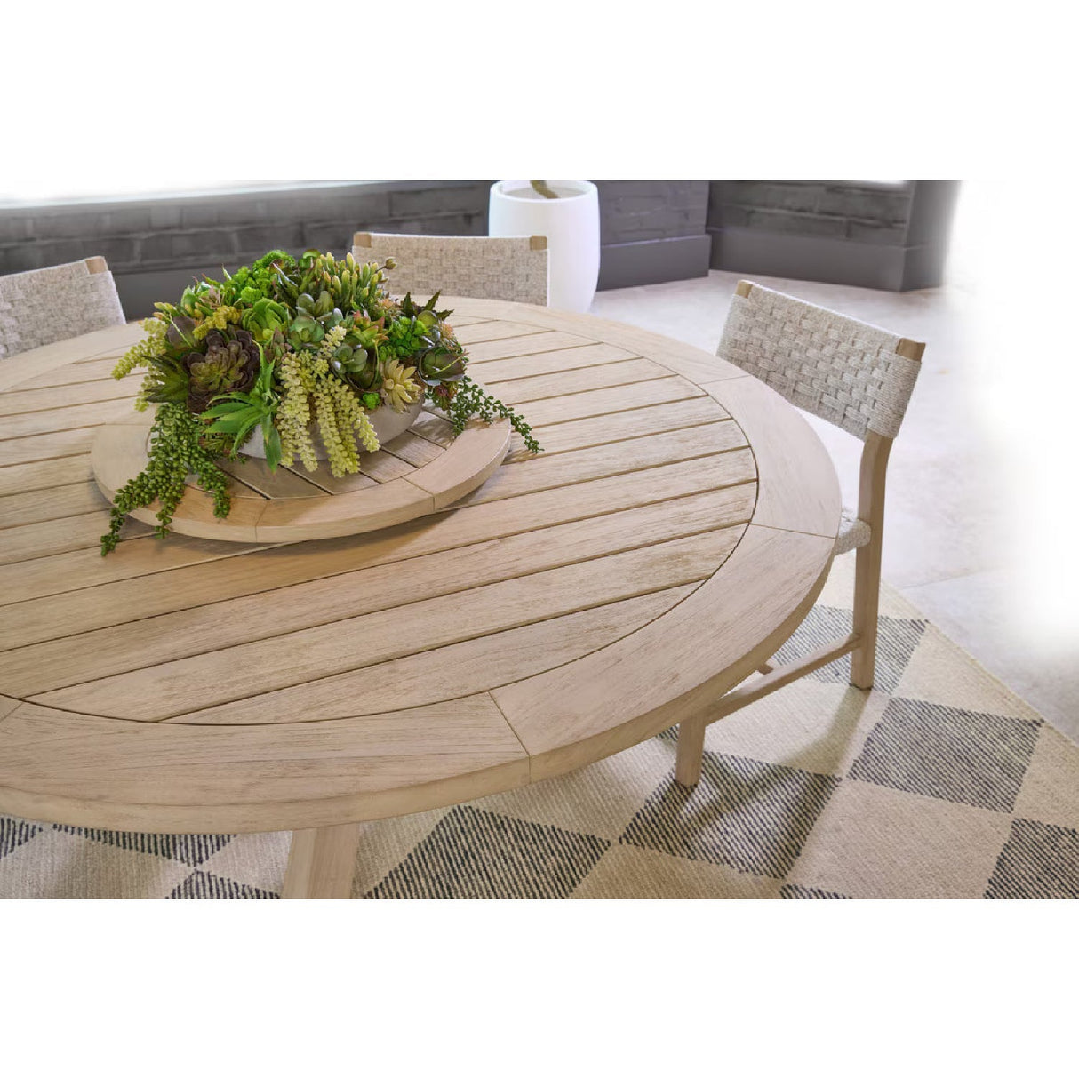 Round Teak Outdoor Dining Table | Living Essentials Boca – alternate view 16