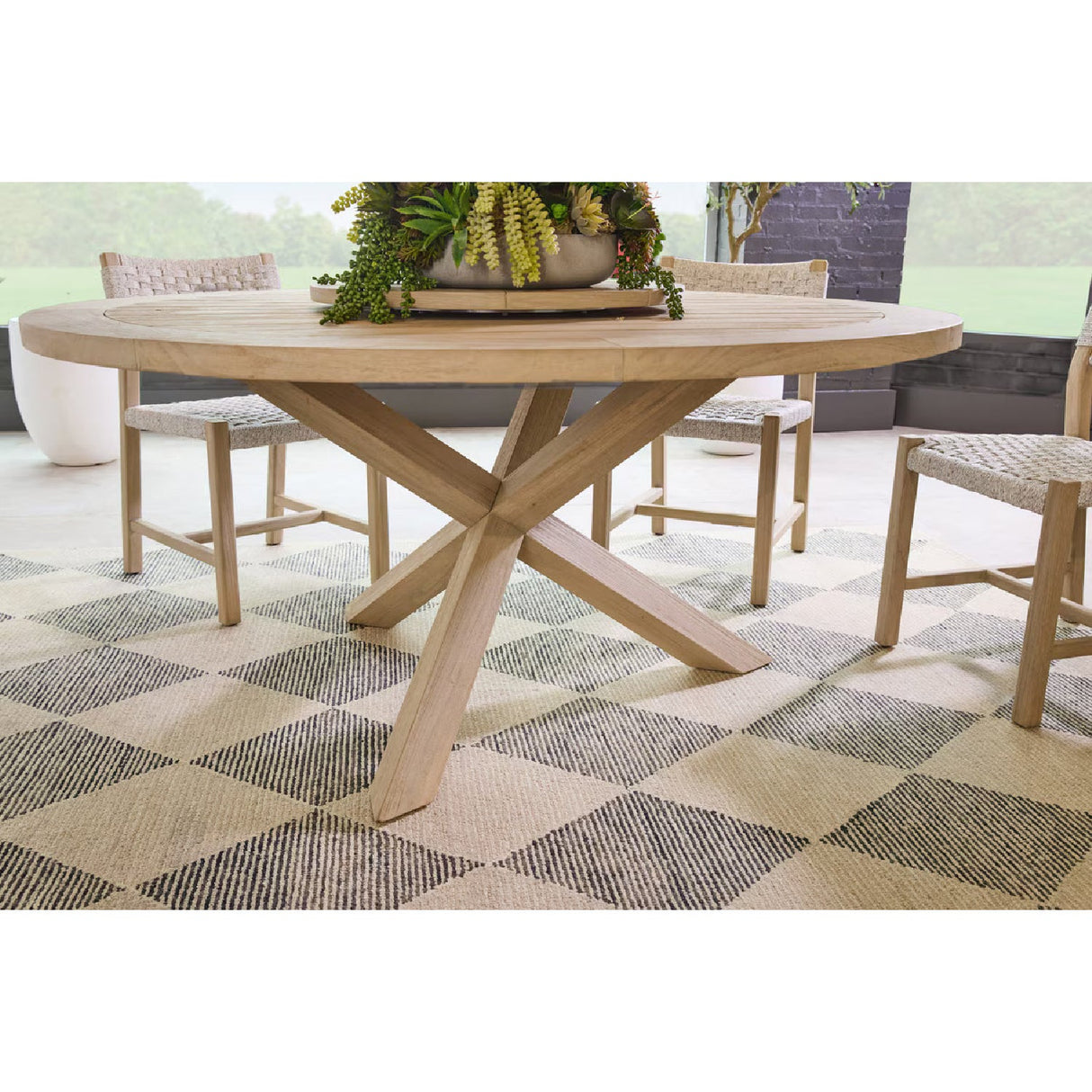 Round Teak Outdoor Dining Table | Living Essentials Boca – alternate view 8