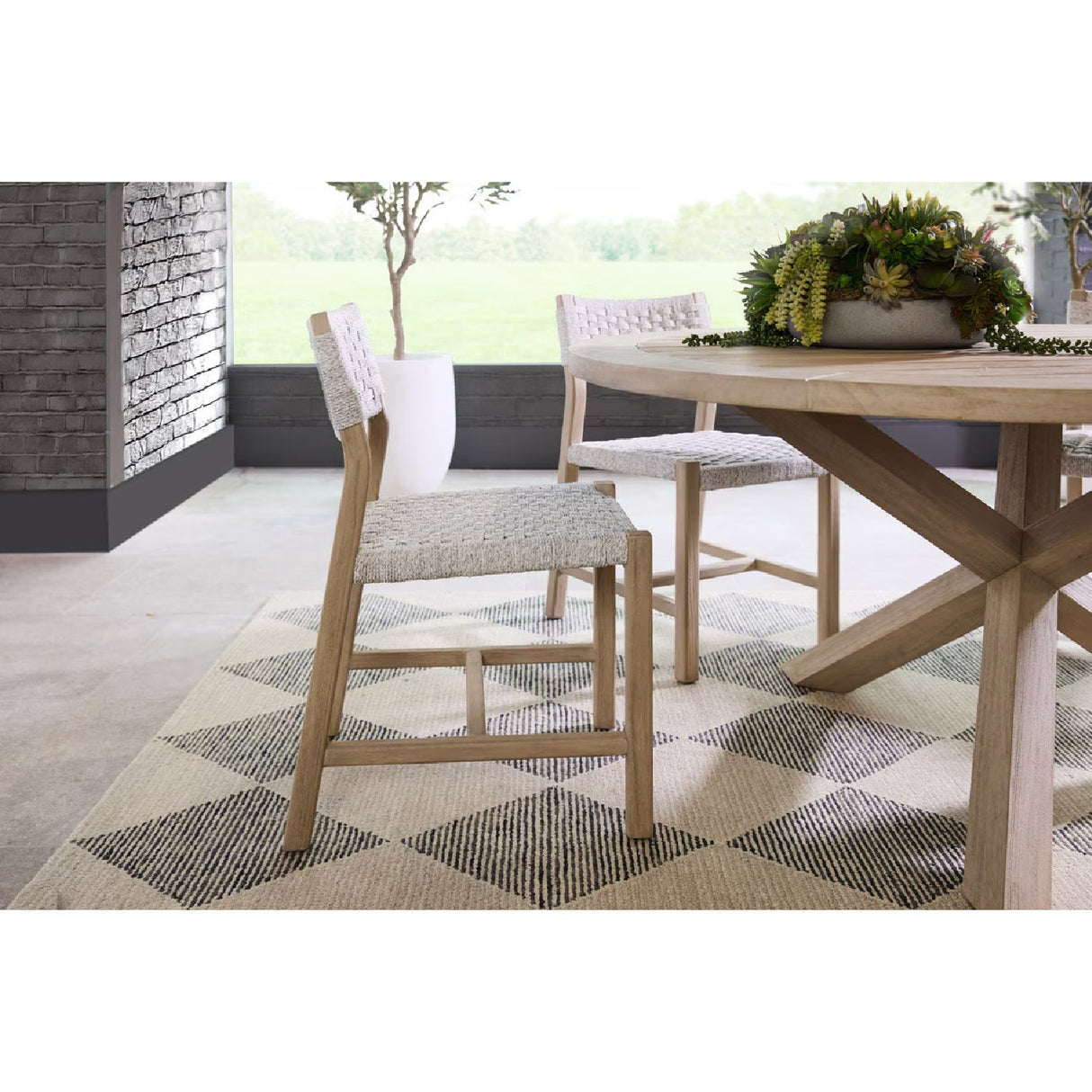 Round Teak Outdoor Dining Table | Living Essentials Boca – alternate view 9
