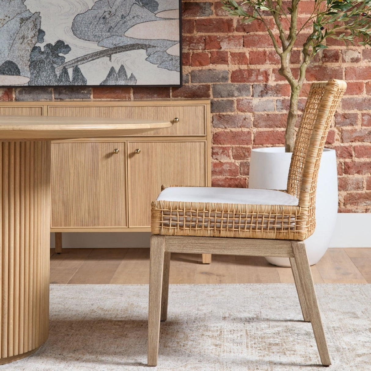 Modern European furniture - Natural Rattan Dining Chairs (2) - www.oroa.com