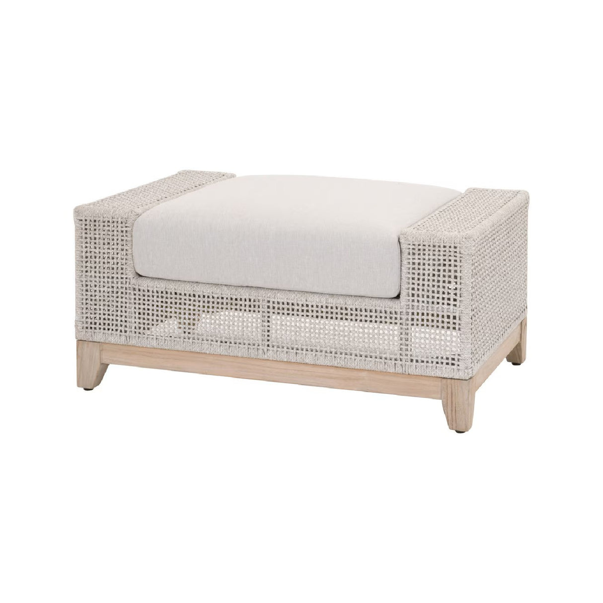 Modern European furniture - Beige Woven Rope Outdoor Ottoman - www.oroa.com