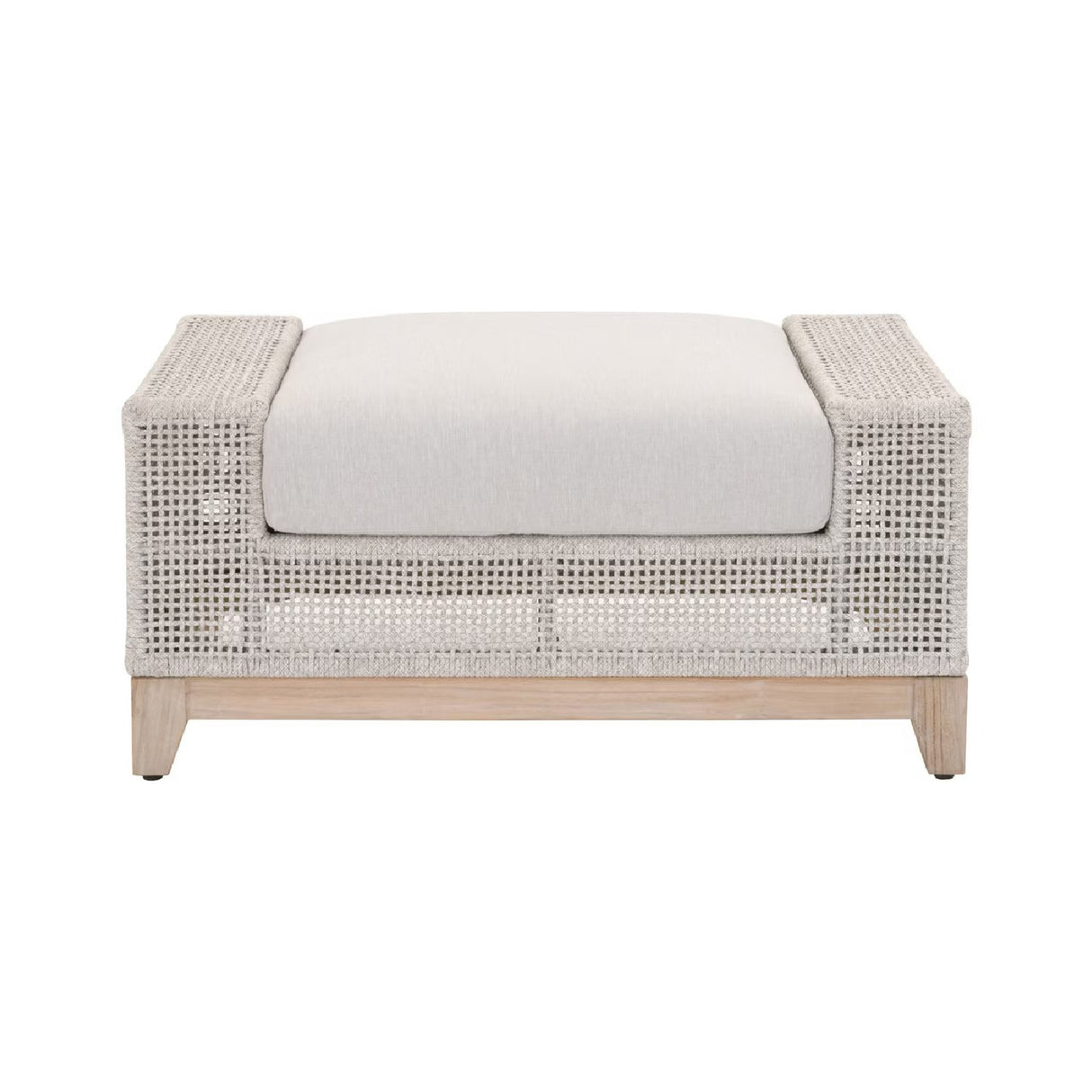 Beige Woven Rope Outdoor Ottoman | Oroa.com