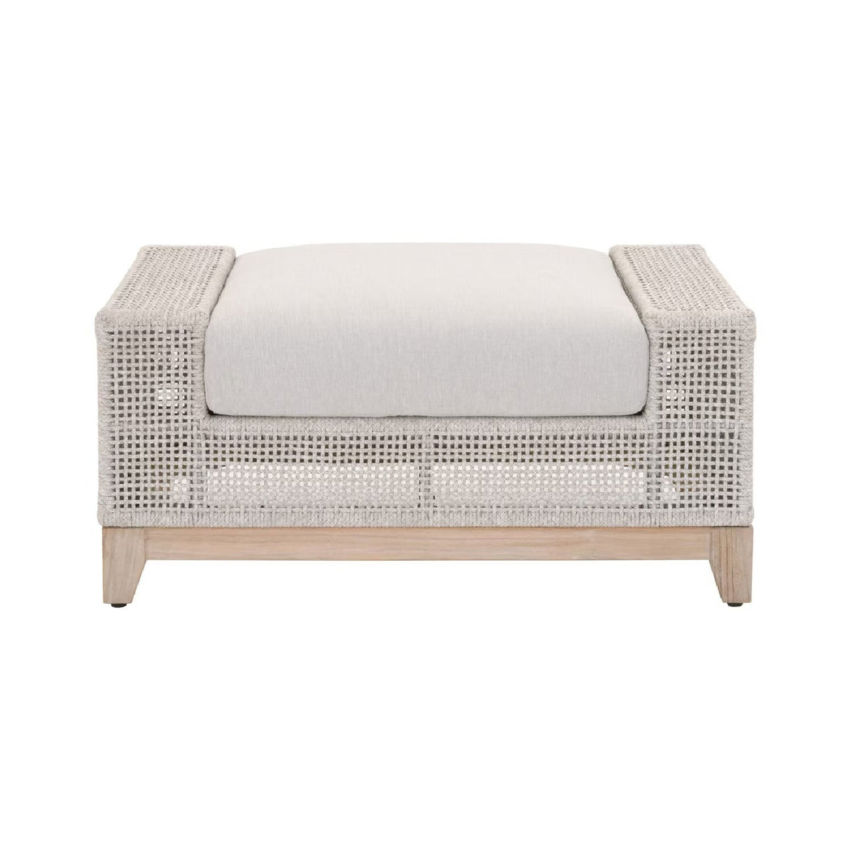 Modern European furniture - Beige Woven Rope Outdoor Ottoman - www.oroa.com